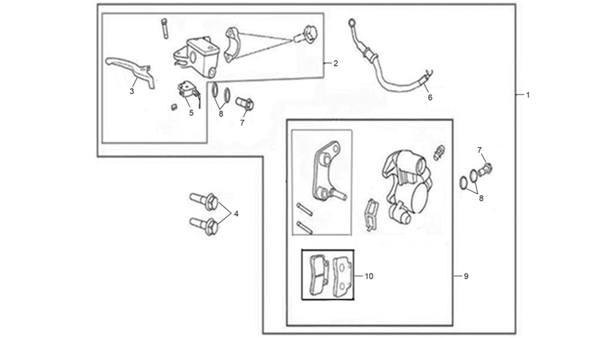 MASTER CYLINDER FRONT REAR CALIPER