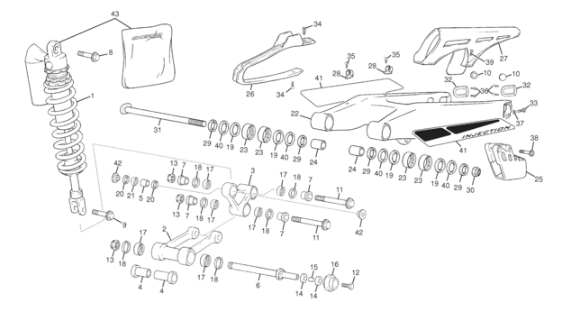 3 - REAR SHOCK - SWINGARM