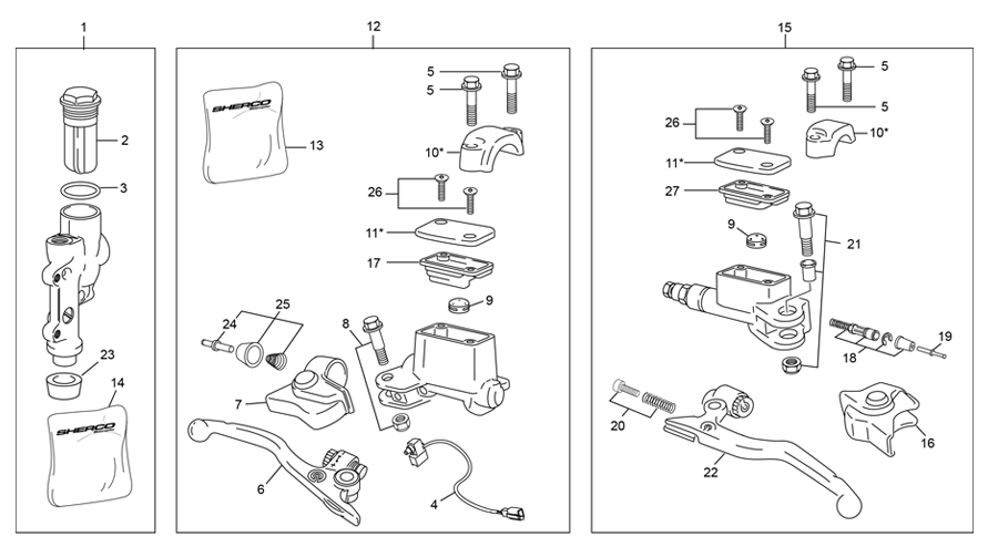 MASTER CYLINDER FRONT - CLUTCH - REAR