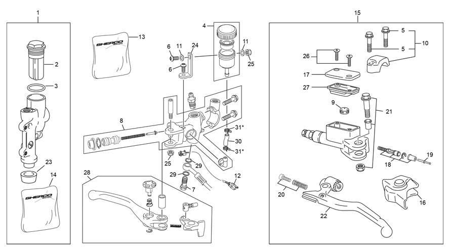 MASTER CYLINDER FRONT - CLUTCH - REAR