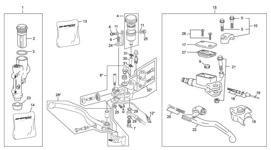 MASTER CYLINDER FRONT - CLUTCH - REAR