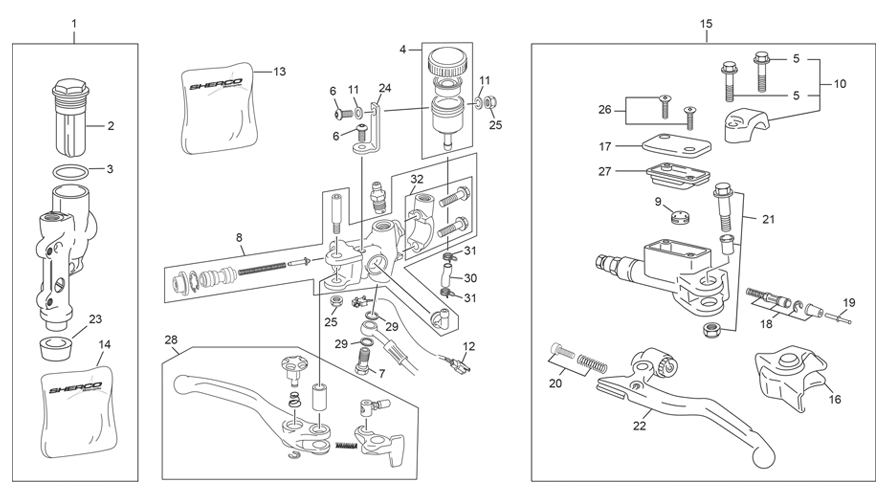 MASTER CYLINDER FRONT - CLUTCH - REAR