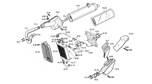 EXHAUST SYSTEM AND RADIATOR