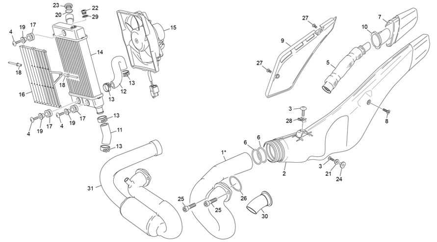 RADIATOR - EXHAUST SYSTEM