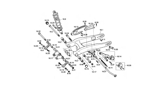 16 - REAR SHOCK - SWINGARM