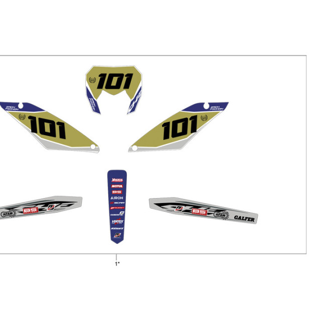 NUMBER PLATE REAR FENDER SWING ARM STICKER KIT END REPLICA PICHON blister