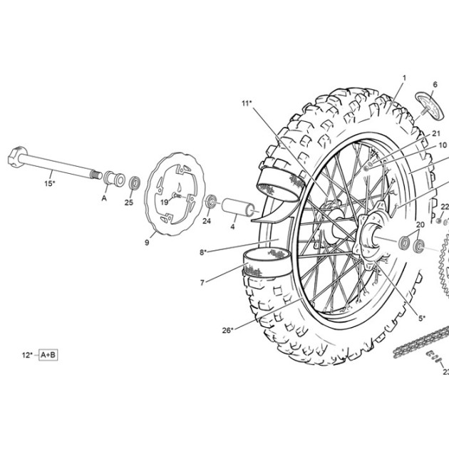 REAR WEEL AXEL SE SEF 24 ASSEMBLY  M24X1.5 BLUE