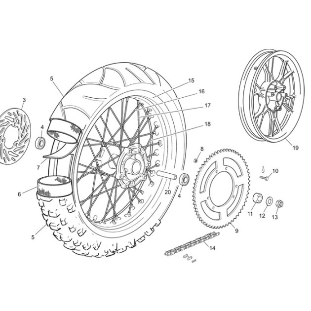 REAR WHEEL 50 END BLACK 06 WITHOUT TIRES