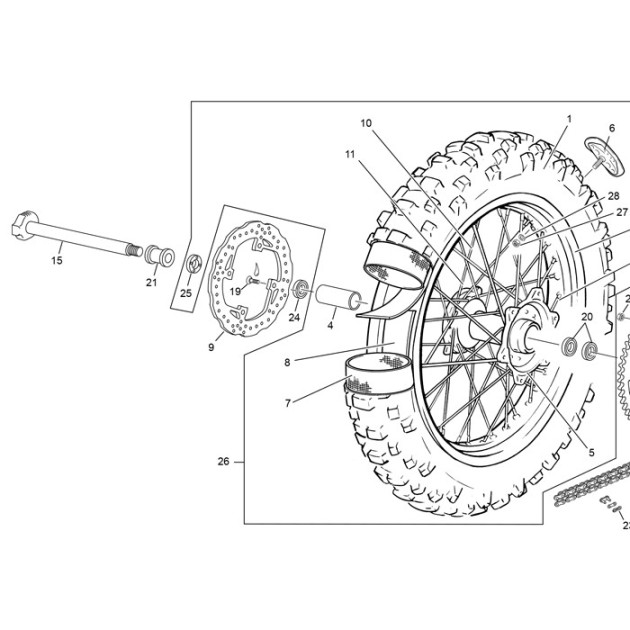 REAR WHEEL BLACK WITHOUT DISC LIGHT MITAS