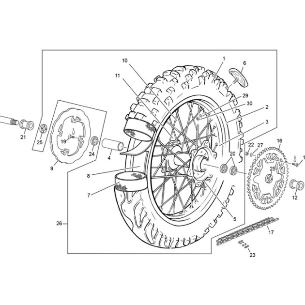SPOKE REAR 4X208 SPROCKET SIDE