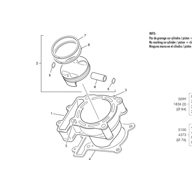 PISTON SET 84 END 300 CLASS "A"