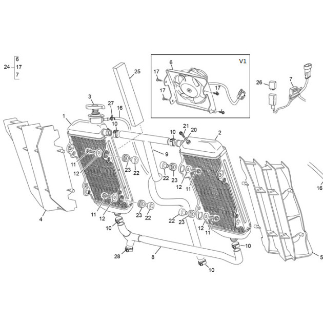 RIGHT RADIATOR 250/500 EVO1