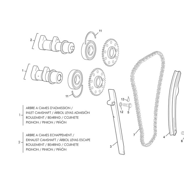 INTAKE CAMSHAFT SET 250 END 13 LC