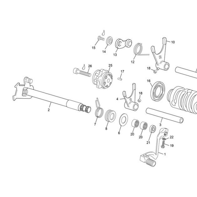 CYLINDER GEAR SELECTOR SHAFT SEF
