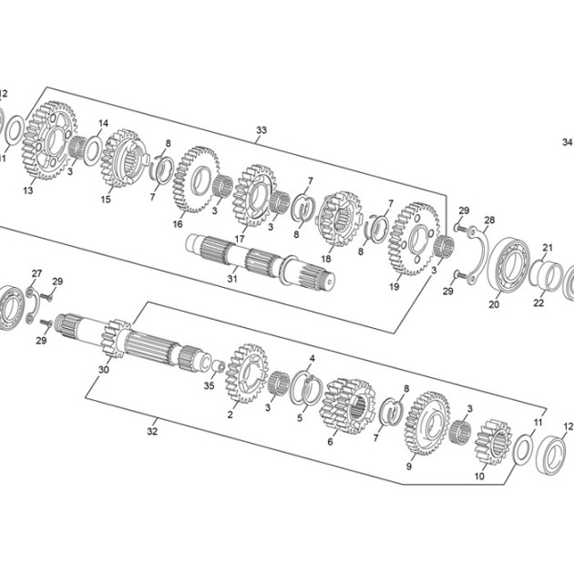 SECONDARY SHAFT  250 / 300 2T- 450 / 500 4T END
