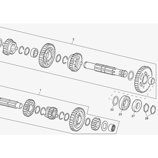 GROUP SECOND SHAFT WITH PINION LEGER F
