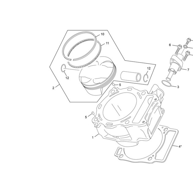 PISTON SET 450 SEF D19 STEEL RING