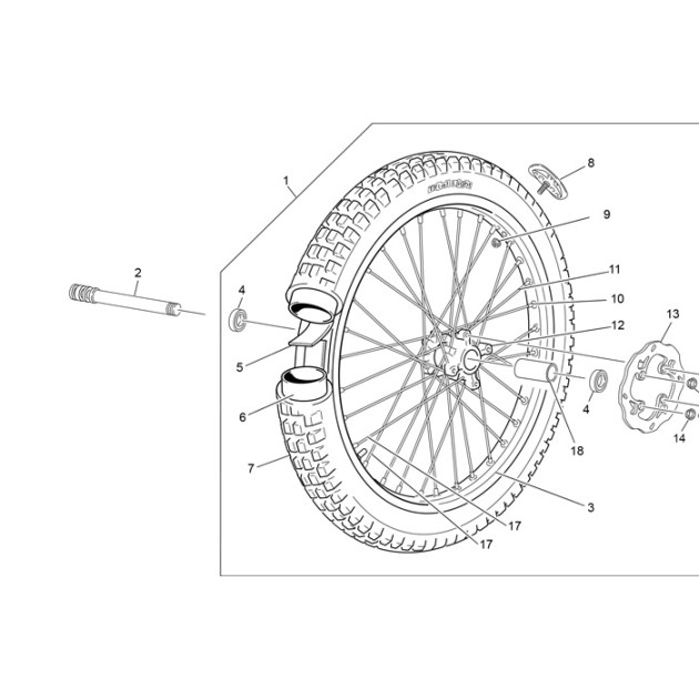 FRONT WHEEL TR. BLUE BRIGHT+YELLOW FLUOR HUB