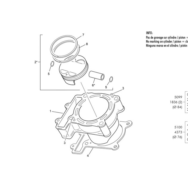 PISTON SET 76 END 250 END EVO
