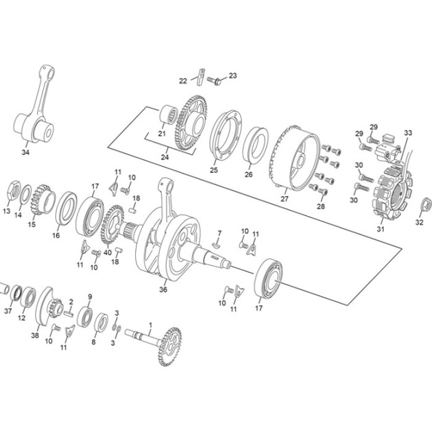 CRANKSHAFT ASSY 250  END PLAIN BEARING