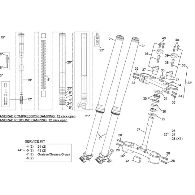 RIGHT FORK LEG WP 450 / 500 KYB