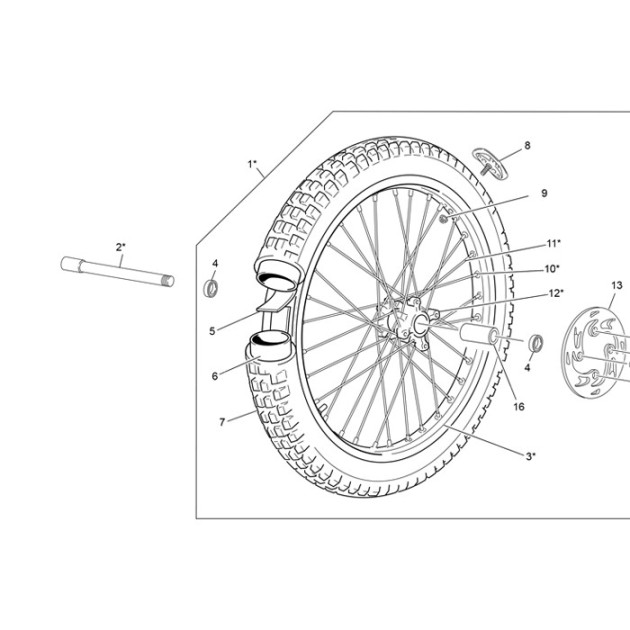 BLACK FRONT WHEEL ECO+HUB ALU TY 125