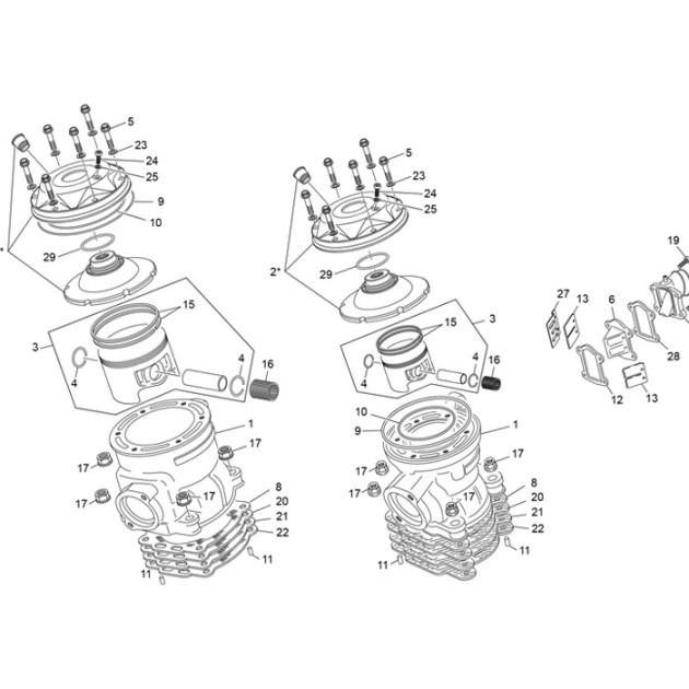 CYLINDER HEAD SET 1.25 TR 20 BLUE OXIA