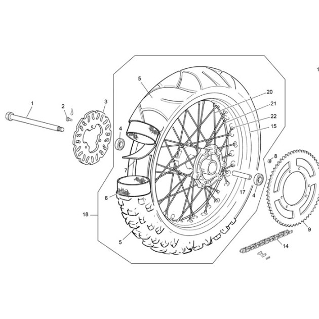 TITANE REAR WHEEL 50 END 19