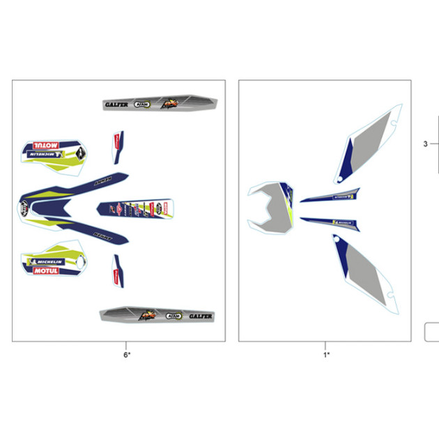 NUMBER PLATE SWIING ARM HAND GARD STICKER  KIT END 2021