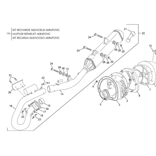 RACING SILENCER SLIP-ON AKRAPOVIK END SEF 250/300