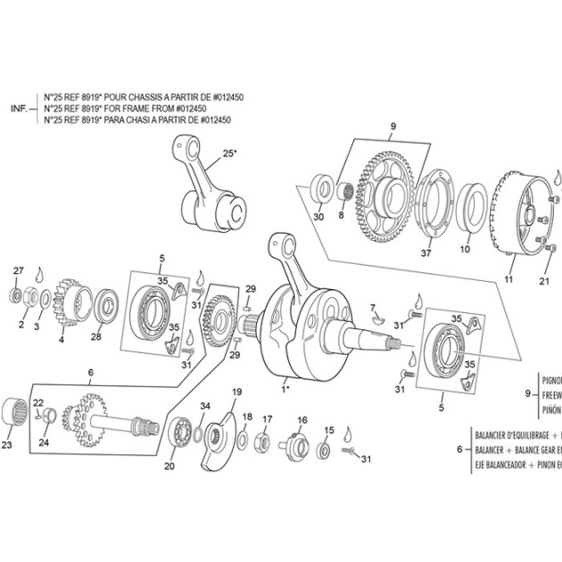 CONNECTING ROD KIT BEARING SHELL 250/300CC  CRANK REF 8930