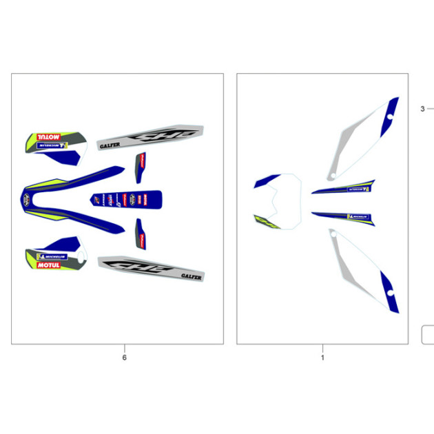 FRONT MUD GARD SWIING ARM HAND GARD STICKER  KIT END 2023