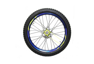 FRONT WHEEL TR. BLUE BRIGHT 19+YELLOW FLUOR HUB