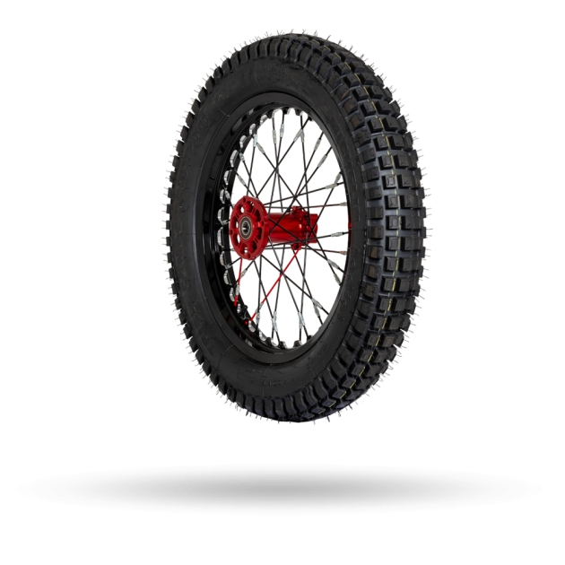 REAR WHEEL TR. BLACK BRIGHT +RED HUB FF