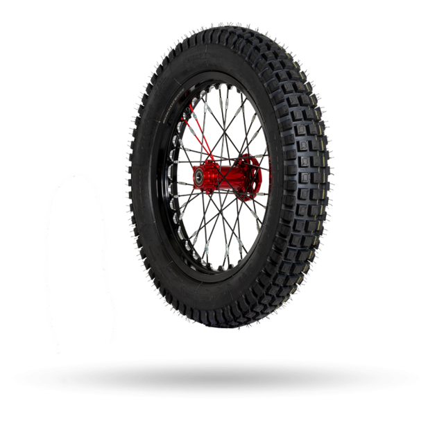 REAR WHEEL TR. BLACK BRIGHT +RED HUB FF