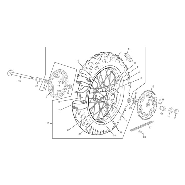 REAR WHEEL  SM 450 WITHOUT DISC / SPROKET