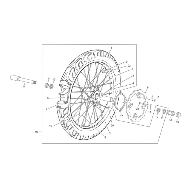 FRONT WHEEL  SM 450 WITHOUT DISC 2020-2021