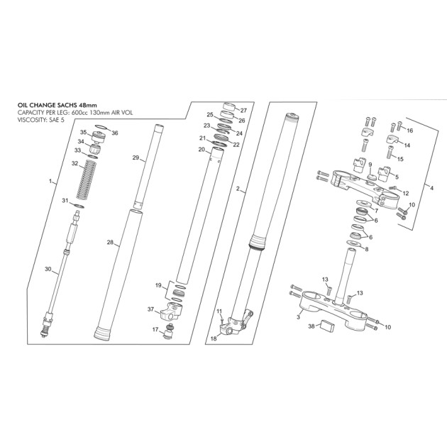 FRONT FORK RIGHT LEG SACHS END 450/510
